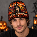 Alice Cooper Nightmare Portrait Graphic Print Knit Beanie for Halloween Horror Nights NDN 3