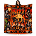 Alice Cooper Red Orange Top Hat Skull Fleece Blanket For Shock Rock Halloween Nights NDN 1