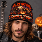 Alice In Chains Pumpkin Graphic Print Knit Beanie for Chained Halloween Nights NDN 3