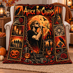 Alice In Chains Singer And Orange Moon Fleece Blanket For Dark Concert Nights NDN 3