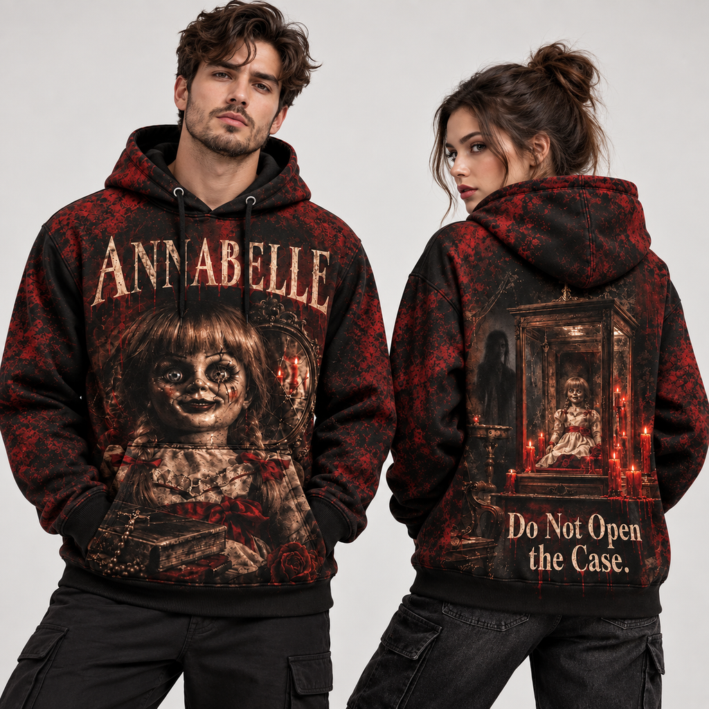 Annabelle Doll Do Not Open The Case Box Scene Hoodie for Haunted Doll Fans Night Style NDN 2