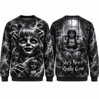 Annabelle Doll Window Cage She's Never Really Gone Sweater for Doll Horror Fans NDN 1