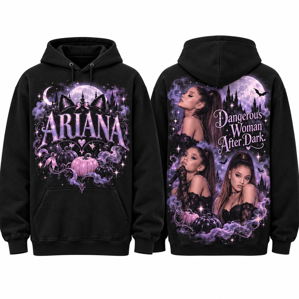Ariana Grande Purple Castle Pumpkin Dangerous Woman After Dark Hoodie for After Dark Pop Fans NDN 1