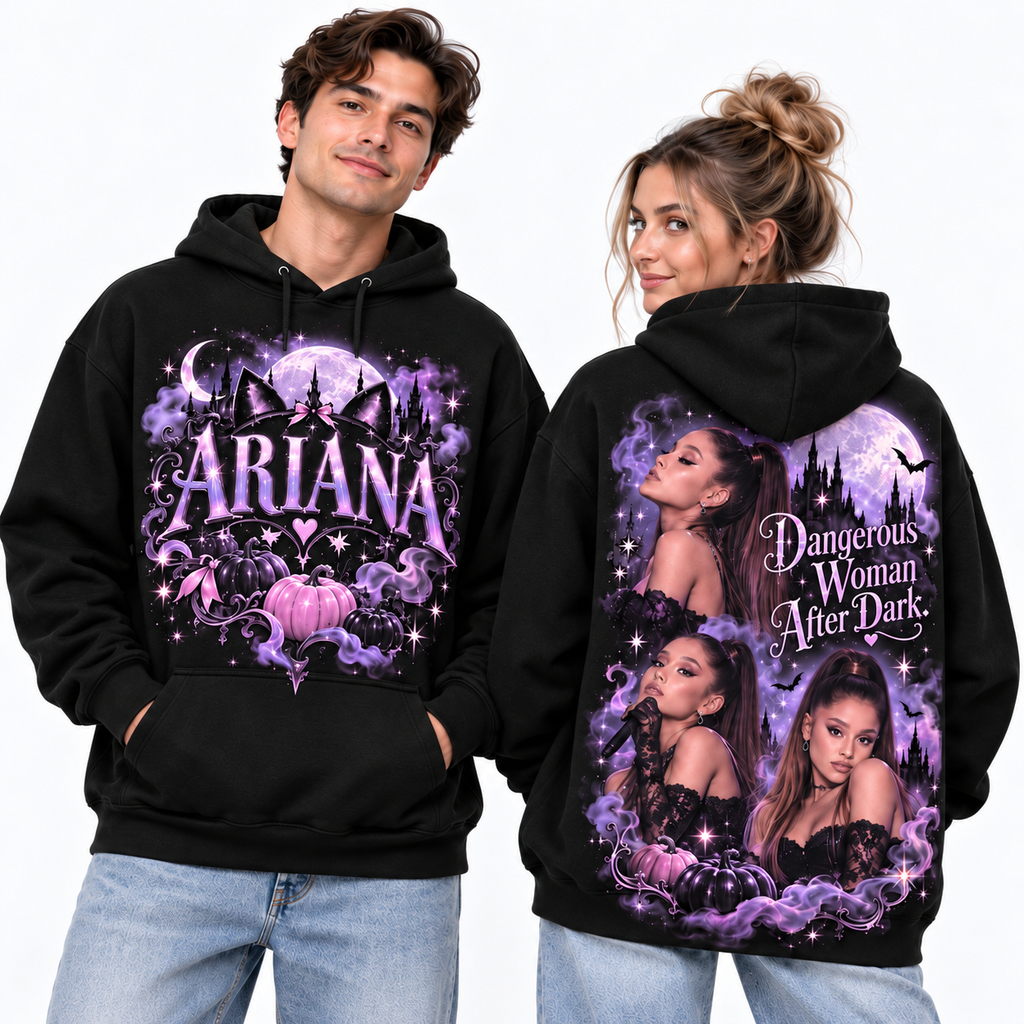 Ariana Grande Purple Castle Pumpkin Dangerous Woman After Dark Hoodie for After Dark Pop Fans NDN 2