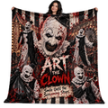 Art The Clown Portrait And Circus Stripes Fleece Blanket For Sinister Late Night Cinema NDN 1