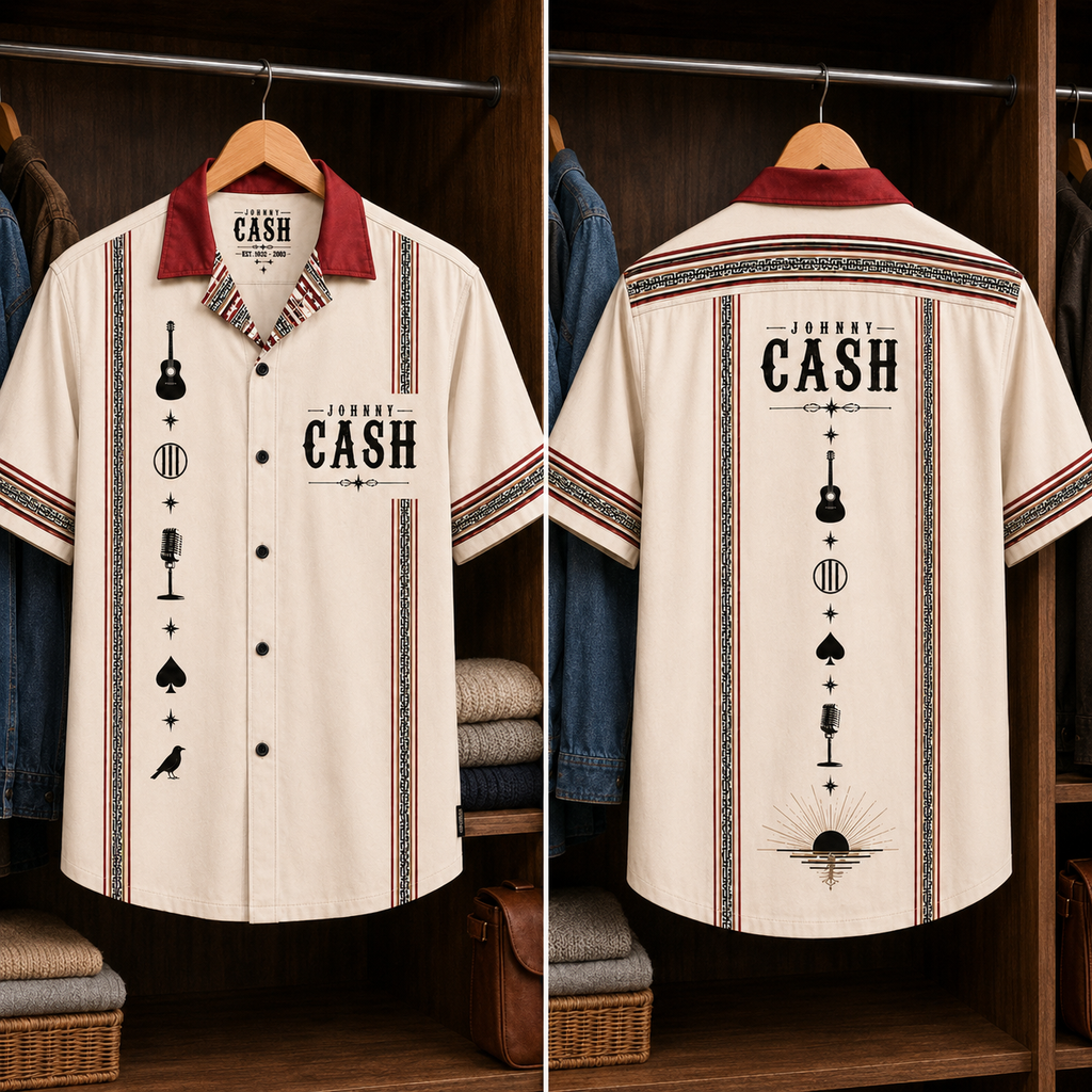 Johnny Cash Luxury Design Hawaiian Shirt Mexican Inspired Hawaiian Shirt White Version