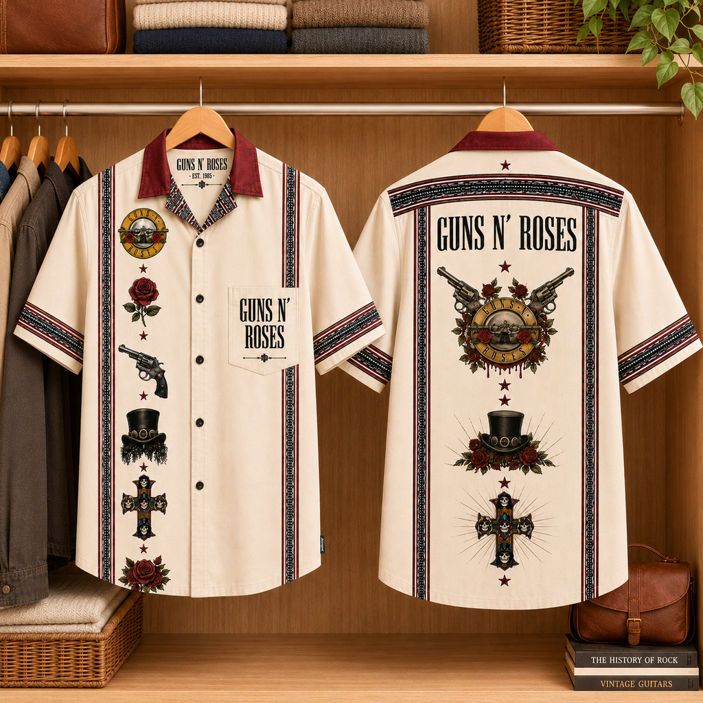Guns N' Roses Luxury Design Hawaiian Shirt Hard Rock Inspired Hawaiian Shirt
