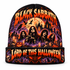 Black Sabbath Band Portrait Graphic Print Knit Beanie for Halloween Night Rituals NDN 1