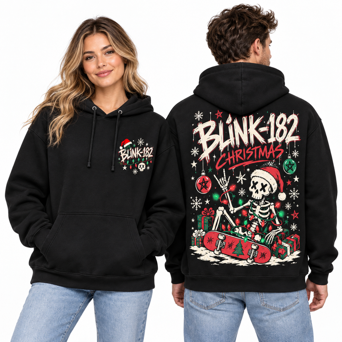 Blink 182 Christmas Skeleton Holiday Hoodie NTH1 for Pop Punk Fans Who Celebrate Loudly 2
