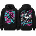 Blink 182 Pink Teal Smiley Three Faces Black Hoodie for Pop Punk Night Fans Night Style NDN 1