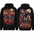 Bon Jovi Flaming Heart Guitar Livin On A Haunted Prayer Hoodie for Haunted Rock Fans NDN 1