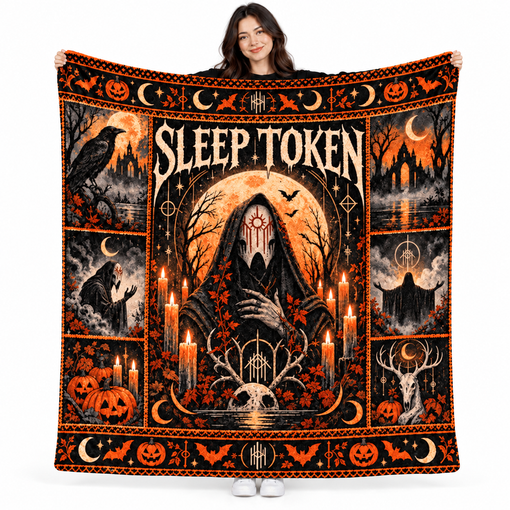 Bon Jovi Orange Moon Microphone Fleece Blanket For Halloween Concert Night Fans NDN 1