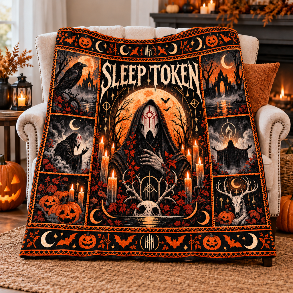 Bon Jovi Orange Moon Microphone Fleece Blanket For Halloween Concert Night Fans NDN 3
