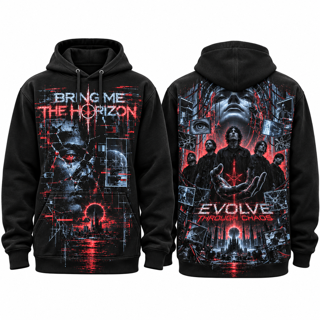 Bring Me The Horizon Cyber City Evolve Dark Figure Hoodie for Dark Metal Fans NDN 1