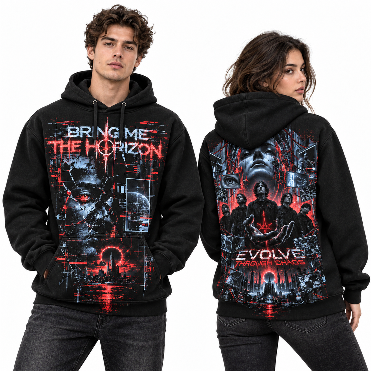Bring Me The Horizon Cyber City Evolve Dark Figure Hoodie for Dark Metal Fans NDN 2