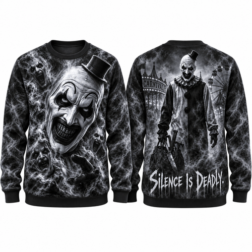Carnival Clown Top Hat Ferris Wheel Silence Is Deadly Sweater for Night Fair Fans NDN 1