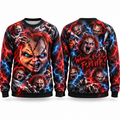 Chucky Doll Faces We All Play Forever Black Sweater for Killer Toy Night Fans NDN 1