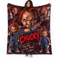 Chucky Red Hair And Doll Collage Fleece Blanket For Killer Doll Movie Nights NDN 1