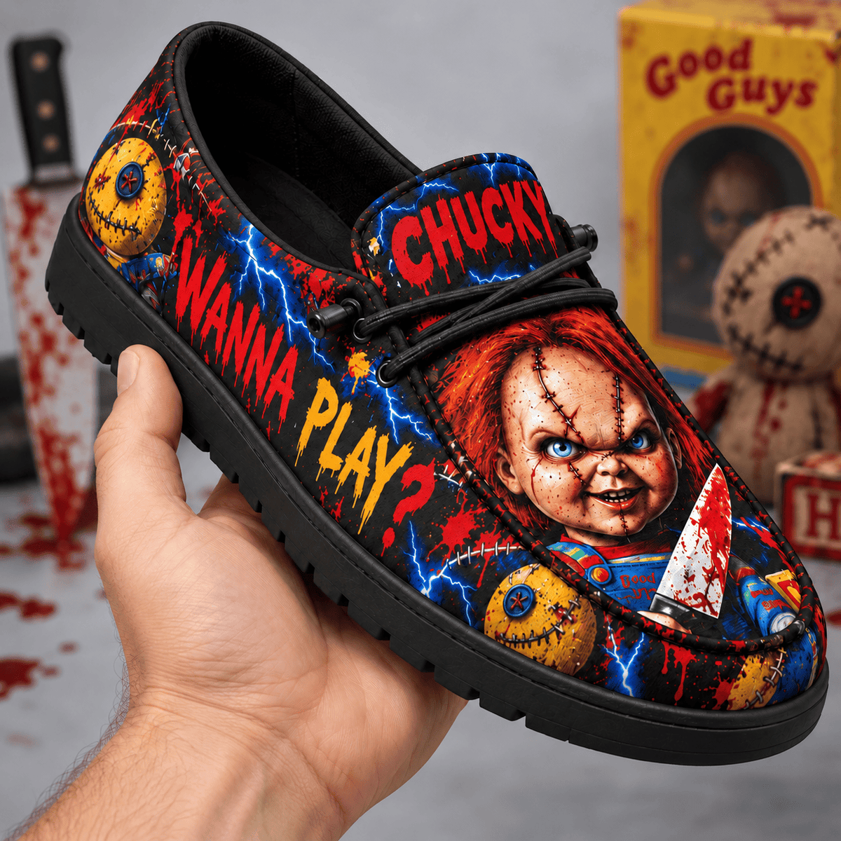 Chucky Wanna Play Blue Lightning Loafer Shoes For Horror Fans With A Mischievous Side NDN 2