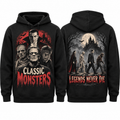 Classic Monsters Four Faces Legends Never Die Castle Hoodie for Classic Horror Fans NDN 1