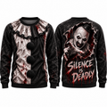 Clown Ruff Overlay Silence Is Deadly Black Sweater for Carnival Jacket Night Fans NDN 1
