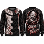 Clown Ruff Overlay Silence Is Deadly Black Sweater for Carnival Jacket Night Fans NDN 1