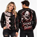 Clown Ruff Overlay Silence Is Deadly Black Sweater for Carnival Jacket Night Fans NDN 2