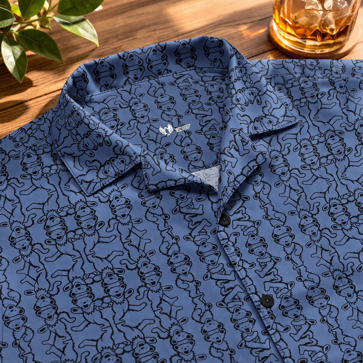 Grateful Dead Accent Hawaiian Shirt Dancing Bears All-Over Print Button-Up