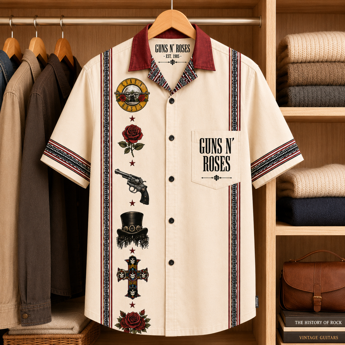 Guns N' Roses Luxury Design Hawaiian Shirt Hard Rock Inspired Hawaiian Shirt