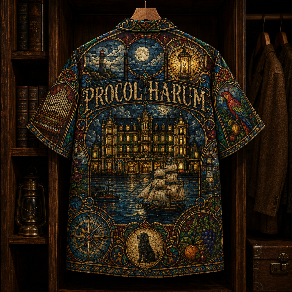 Procol Harum Hawaiian Shirt - Stained Glass Progressive Rock All-Over Print Button-Up Shirt