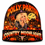 Dolly Parton Witch Hat Graphic Print Knit Beanie for Country Moonlight Nights NDN 1