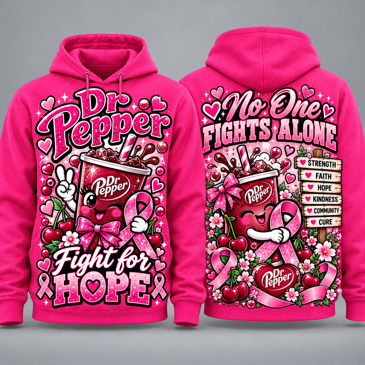 Dr Pepper Pink Ribbon Fight for Hope Hoodie NY 1