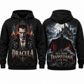 Dracula Dripping Lettering Hes From Transylvania I Can Tell Castle Hoodie for Vampire Horror Fans NDN 1