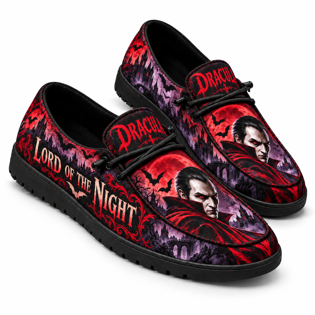 Dracula Red Moon Gothic Castle Loafer Shoes For Vampire Fans Roaming After Dark NDN 1