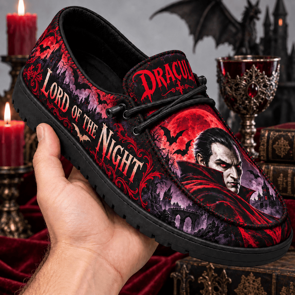 Dracula Red Moon Gothic Castle Loafer Shoes For Vampire Fans Roaming After Dark NDN 2