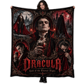 Dracula Vampire Portrait And Crimson Shadows Fleece Blanket For Classic Gothic Cinema Lovers NDN 1