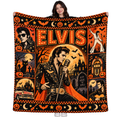 Elvis Orange Marquee Microphone Fleece Blanket For Halloween Rock And Roll Nights NDN 1