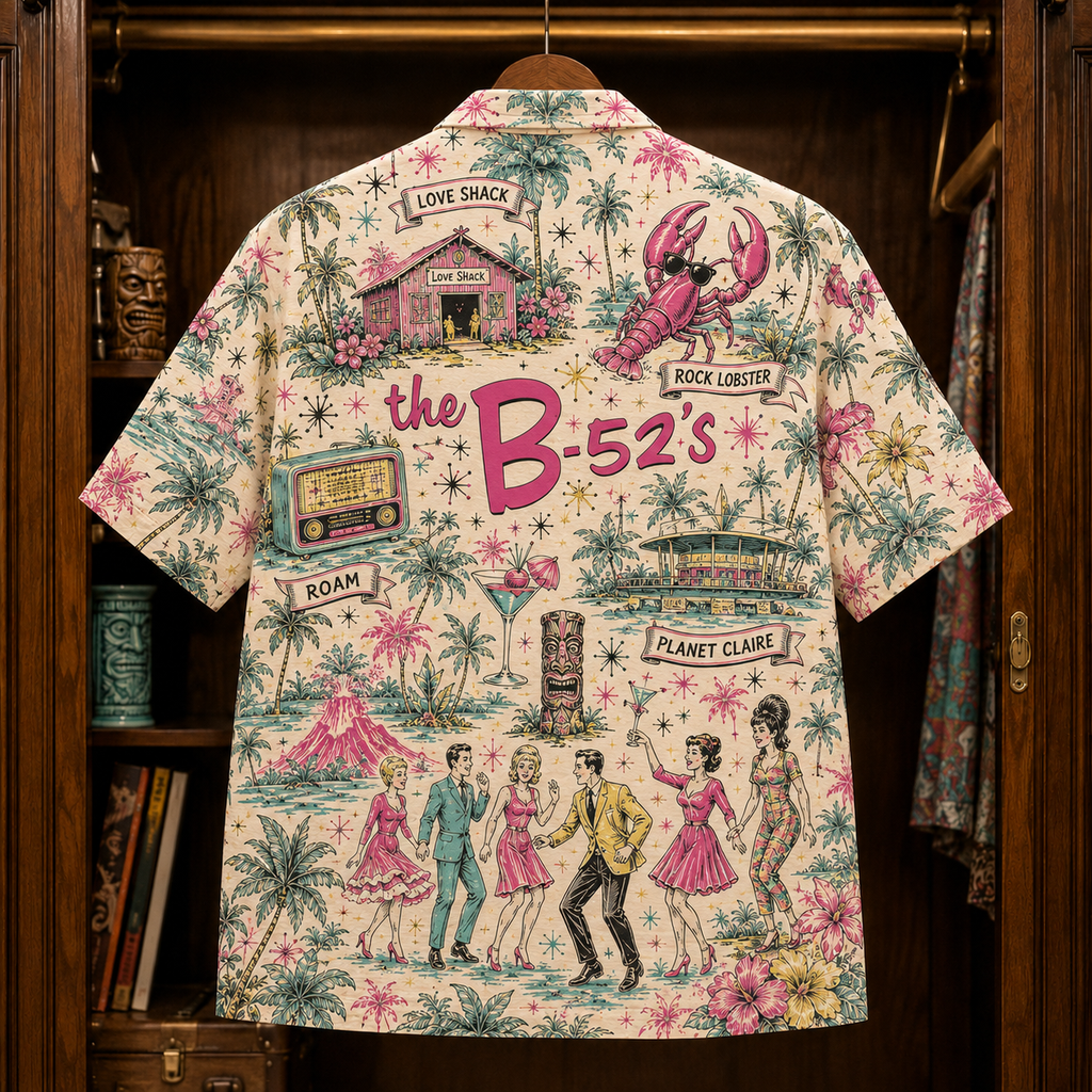 The B-52’s Hawaiian Shirt - Retro Tropical Rock Band AOP Button Up Shirt for Couples and Beach Vacation Style