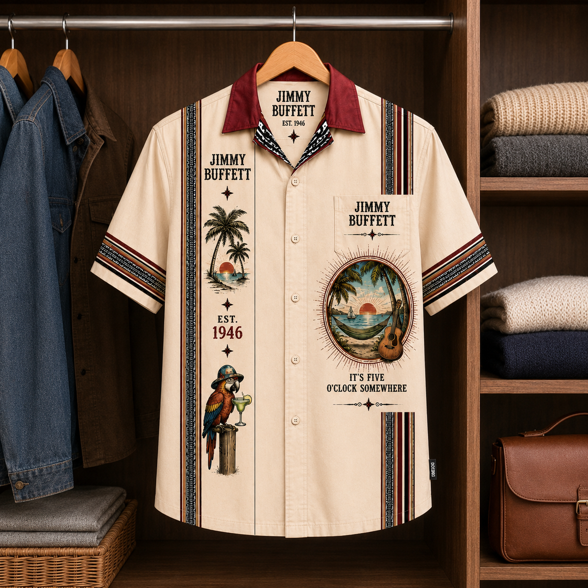 Jimmy Buffett Tropical Paradise Hawaiian Shirt Mexican Inspired Hawaiian Shirt White Version