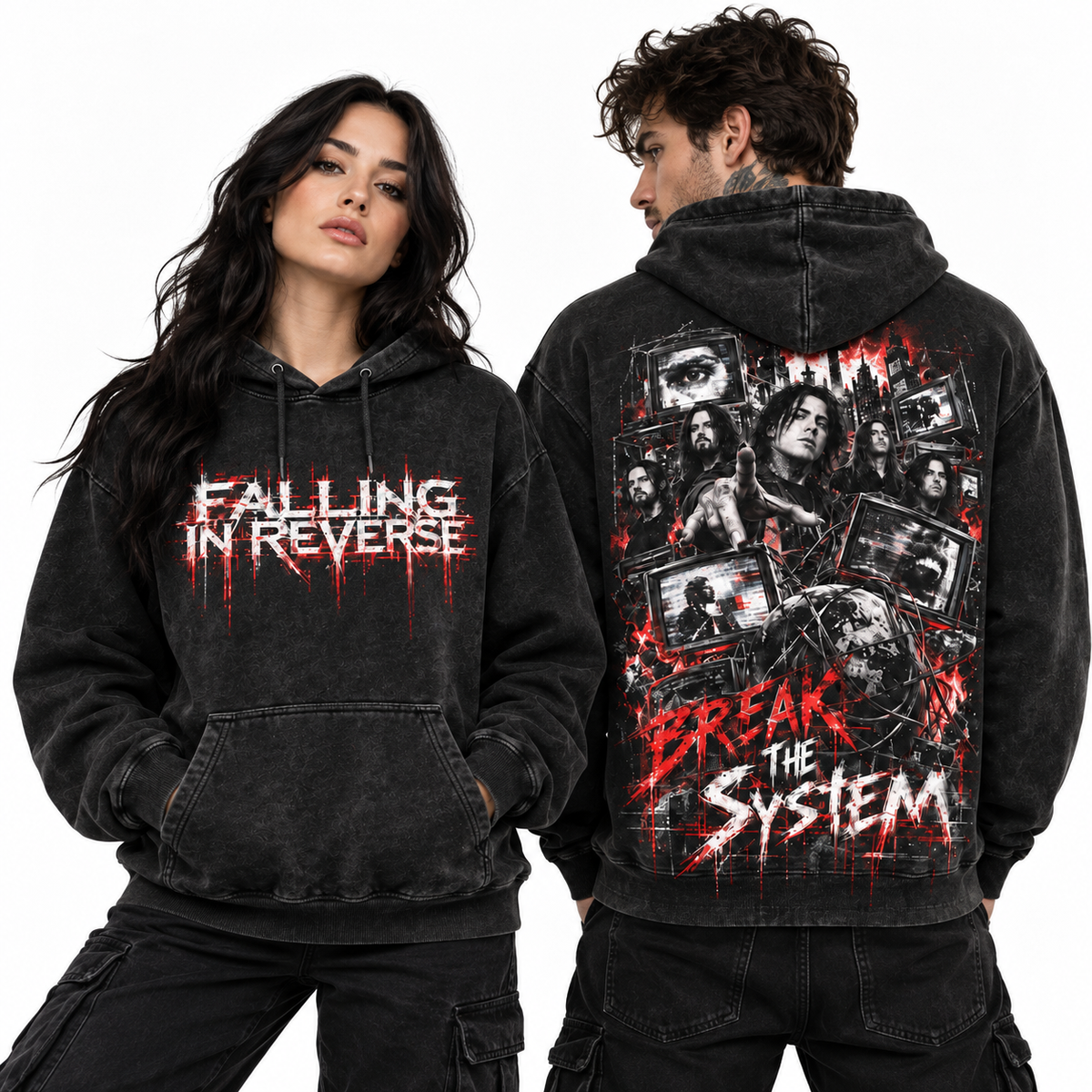 Falling In Reverse Dripping Lettering Break The System Band Scene Hoodie for Post Hardcore Fans NDN 2