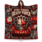 Five Finger Death Punch Skull And Brass Knuckles Fleece Blanket For Heavy Rock Nights NDN 1