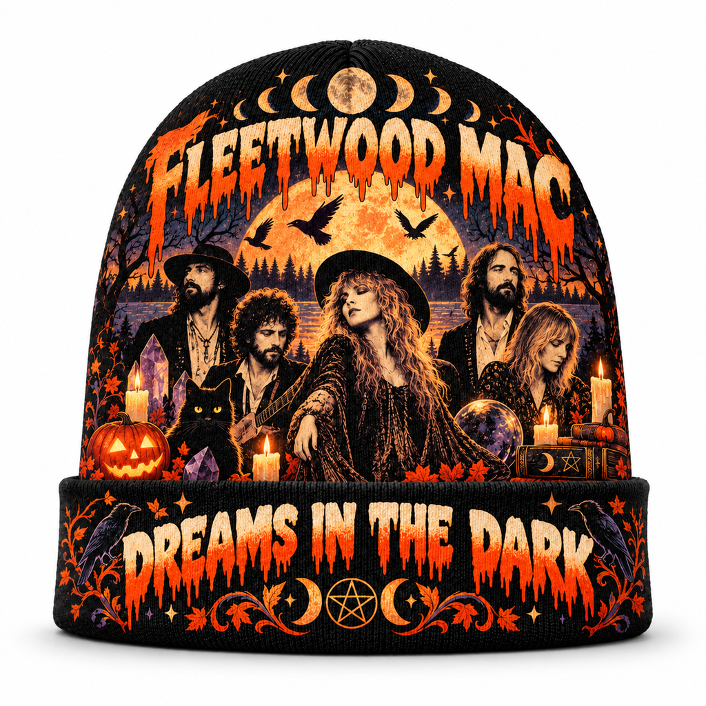 Fleetwood Mac Band Portrait Graphic Print Knit Beanie for Dreams In The Dark NDN 1