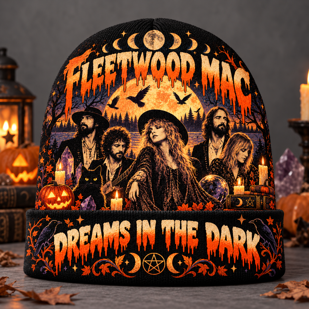 Fleetwood Mac Band Portrait Graphic Print Knit Beanie for Dreams In The Dark NDN 2