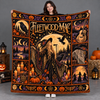Fleetwood Mac Gold Moon Birds Fleece Blanket For Mystical Halloween Evenings NDN 2
