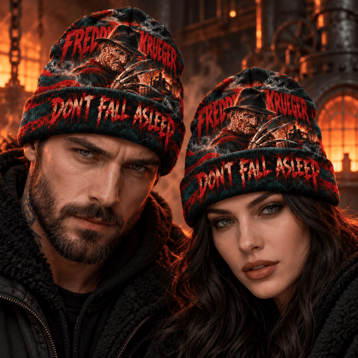 Freddy Krueger Fedora Nightmare Graphic Print Knit Beanie for Sleepless Horror Fans NDN 2