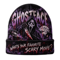 Ghostface Blood Moon Graphic Print Knit Beanie for Scary Movie Night Outings NDN 1
