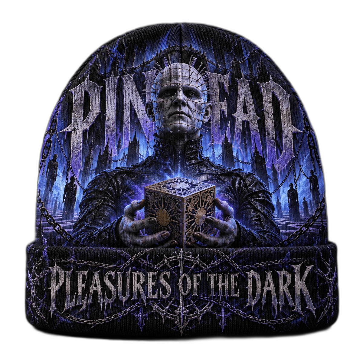 Pinhead Puzzle Box Graphic Print Knit Beanie for Dark Cenobite Ritual Nights NDN 1
