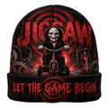 Jigsaw Spiral Portrait Graphic Print Knit Beanie for Deadly Game Night Horror Fans NDN 1