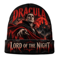 Dracula Castle Moon Graphic Print Knit Beanie for Midnight Gothic Horror Evenings NDN 1