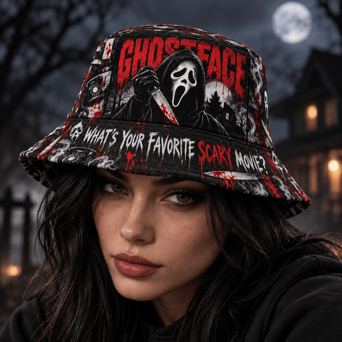 Premium Ghostface What’s Your Favorite Scary Movie Horror Bucket Hat NDN 2